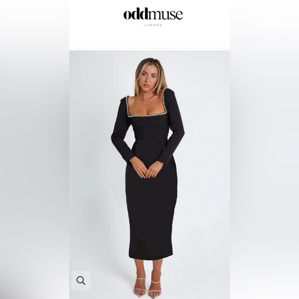 Odd Muse Pearl Neckline Midi Dress